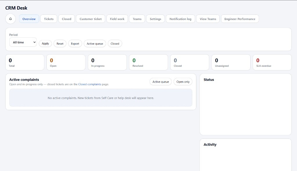 CRM Desk Overview