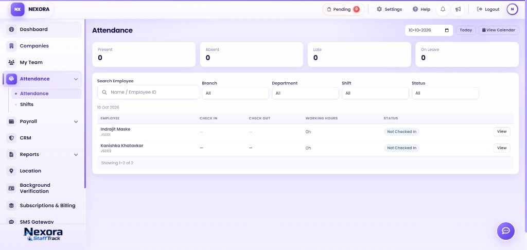 Nexora StaffTrack attendance tracking